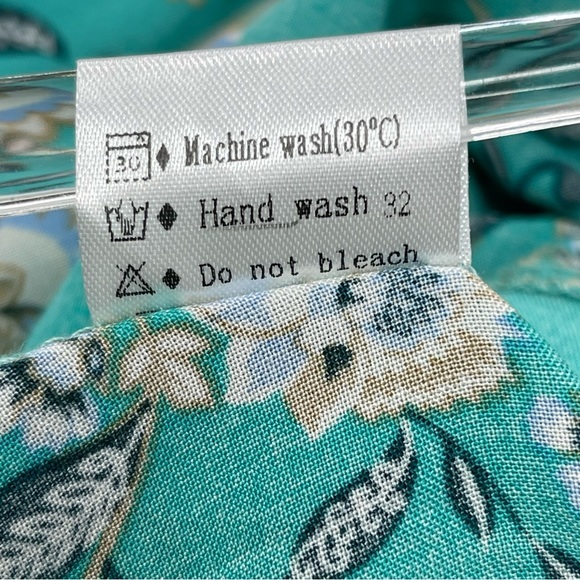 Zesica Teal Bohemian Floral Maxi Wrap Summer‎ Dress RuffleBottom Rayon Sz.Large - Picture 14 of 14